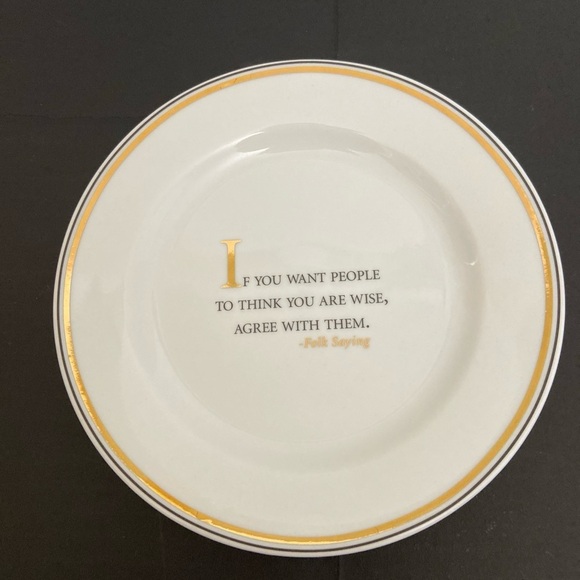 Restoration Hardware Plates Dessert Appetizer 7" D Famous Quotes White & Gold - Picture 4 of 10